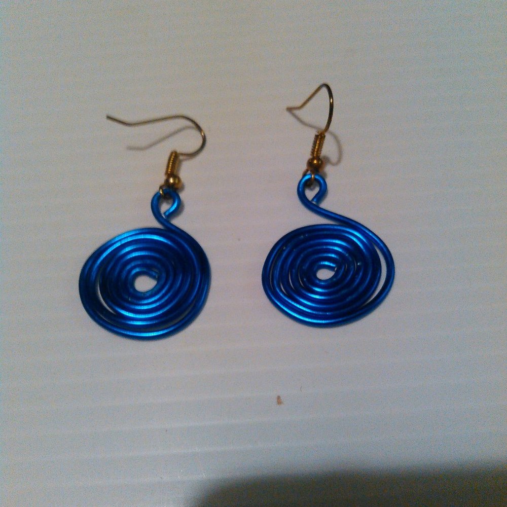 Women's Handmade Blue Spiral Earrings